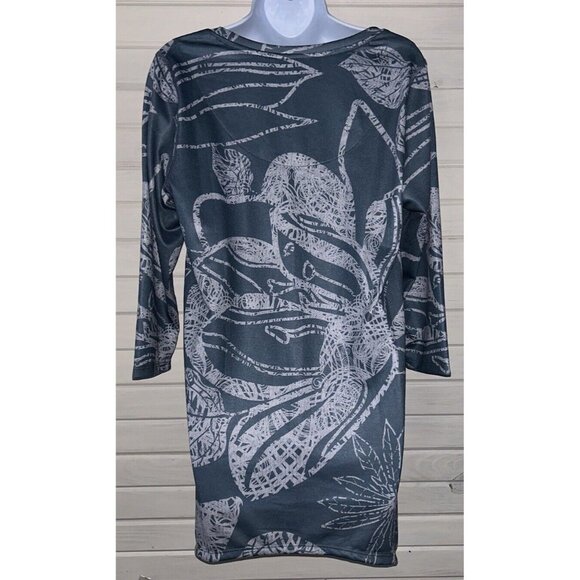 Soft Surroundings Sz MEDIUM Valerie Tunic Scoop Neck Dusty Blue Floral EUC - Picture 8 of 11